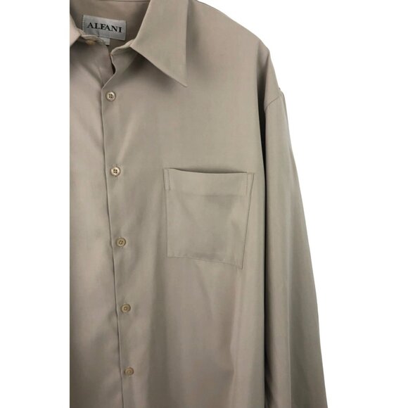 Alfani Mens Size Large Light Brown Long Sleeve Button Up Collared Shirt - Picture 4 of 9